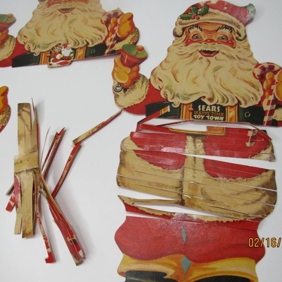 lot 3 Vintage Christmas Sears Happi Time Toy Town Santa Cardboard Display - Picture 3 of 8